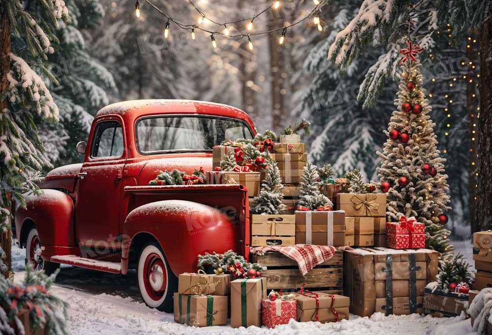 Kate Noël Arbre Camion Rouge Cadeaux Toile de fond conçue par Emetselch - Kate Backdrop FR