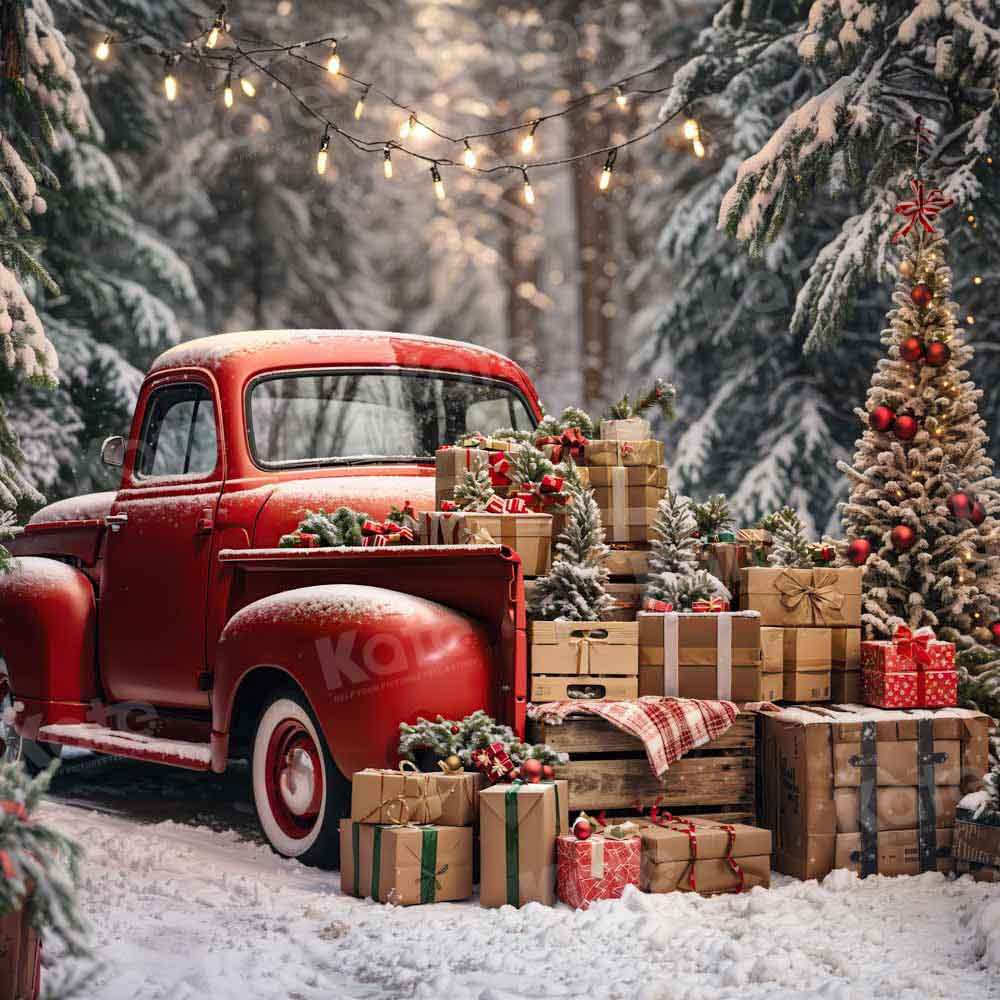 Kate Noël Arbre Camion Rouge Cadeaux Toile de fond conçue par Emetselch - Kate Backdrop FR