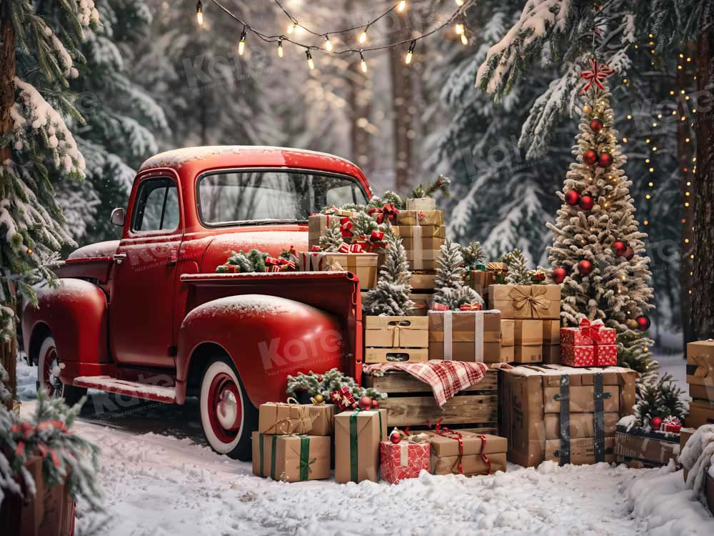Kate Noël Arbre Camion Rouge Cadeaux Toile de fond conçue par Emetselch - Kate Backdrop FR