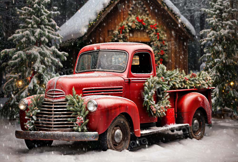 Kate Noël Hiver Arbre Camion Rouge Toile de fond conçue par Emetselch