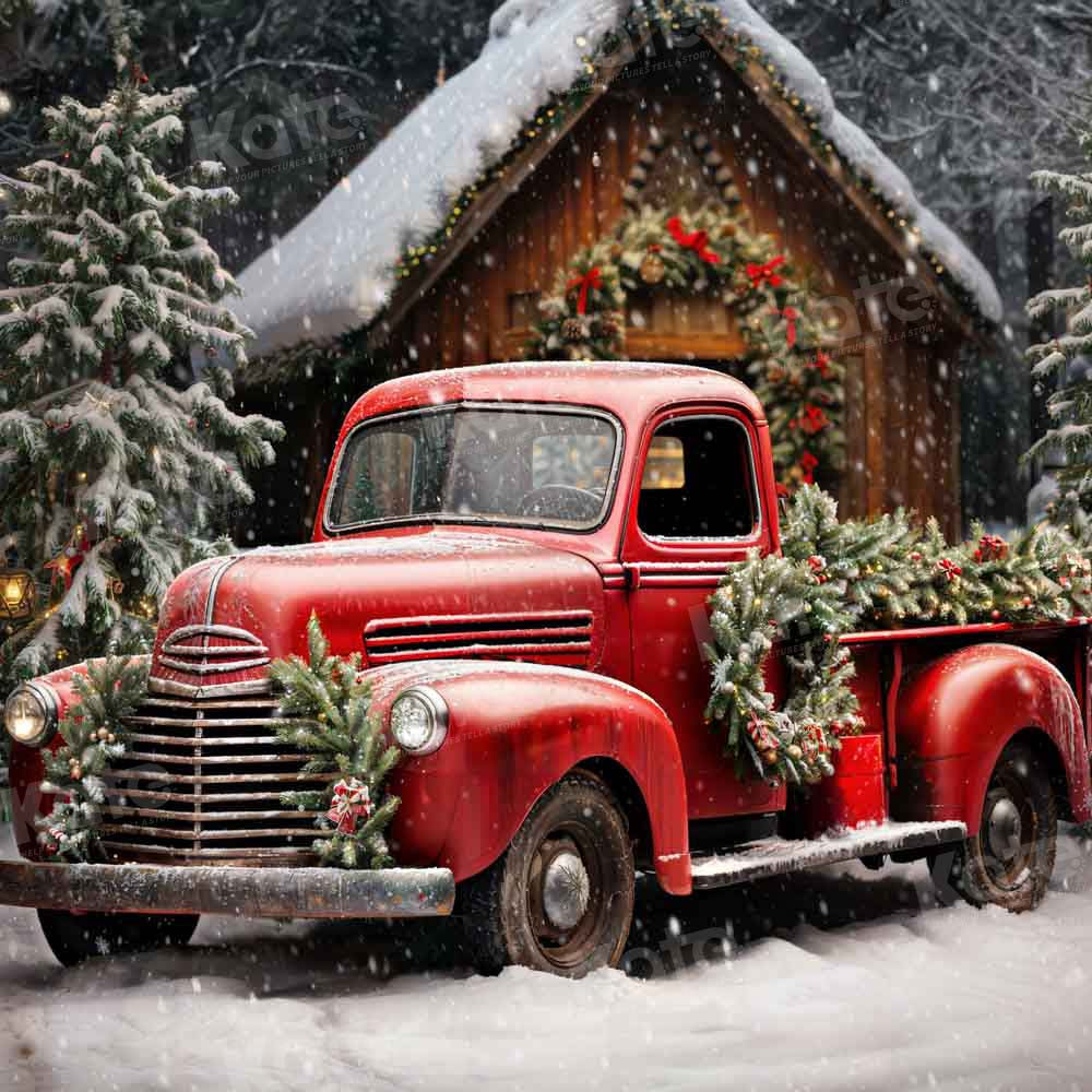 Kate Noël Hiver Arbre Camion Rouge Toile de fond conçue par Emetselch
