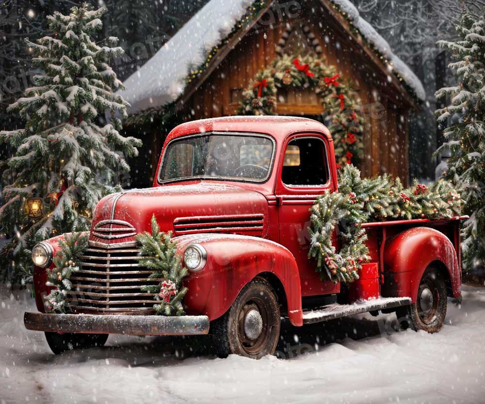 Kate Noël Hiver Arbre Camion Rouge Toile de fond conçue par Emetselch