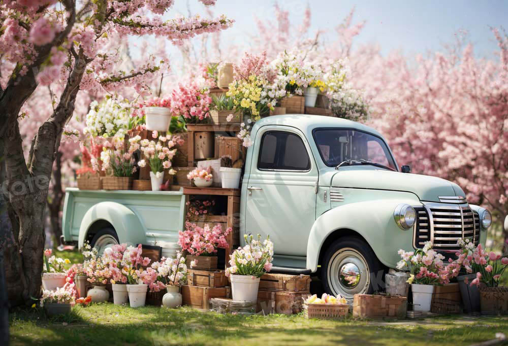 Kate Printemps Rose Camion Fleurs Arbre Toile de fond conçue par Emetselch