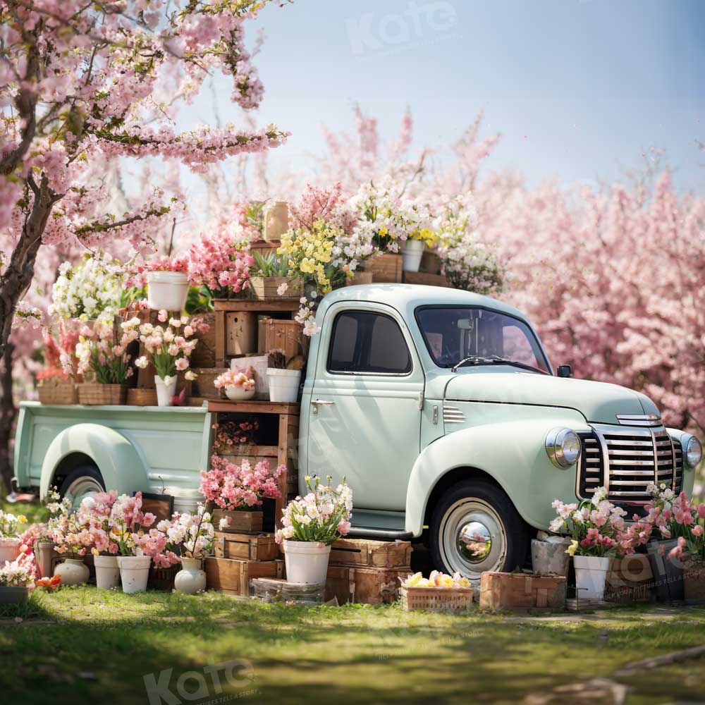 Kate Printemps Rose Camion Fleurs Arbre Toile de fond conçue par Emetselch