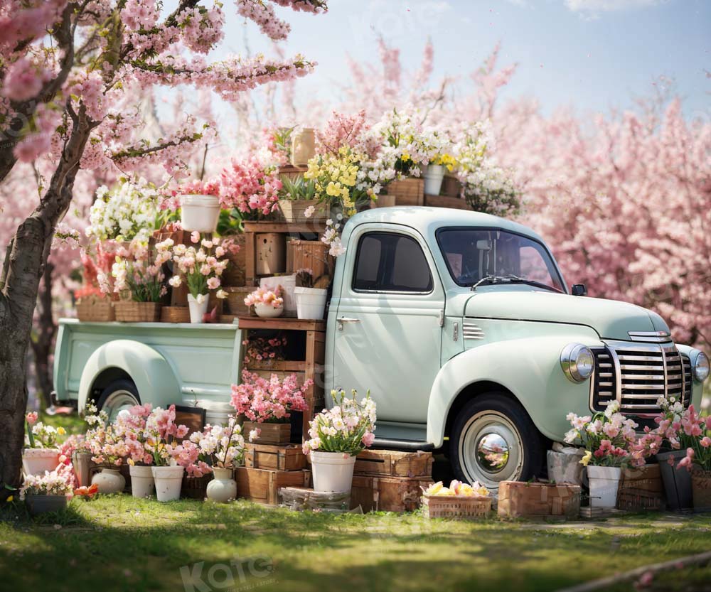 Kate Printemps Rose Camion Fleurs Arbre Toile de fond conçue par Emetselch