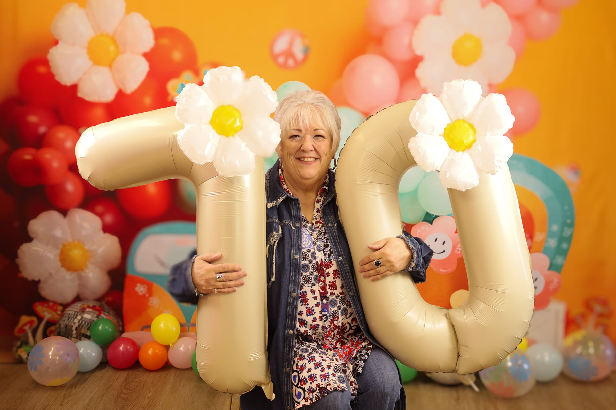 Kate Fête Enfant Ballons Fleurs Toile de fond conçue par Megan Leigh - Kate Backdrop FR