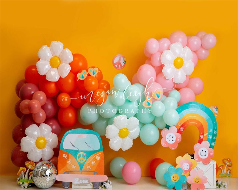 Kate Fête Enfant Ballons Fleurs Toile de fond conçue par Megan Leigh - Kate Backdrop FR