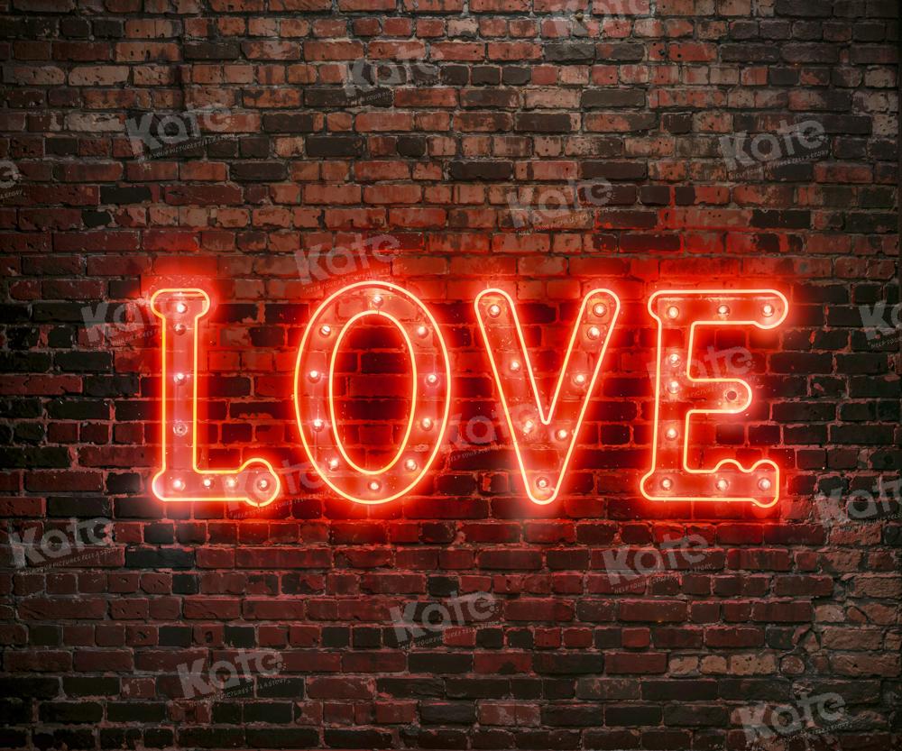 Kate Mur de briques LOVE Saint Valentin Toile de fond conçue par Chain Photographie - Kate Backdrop FR