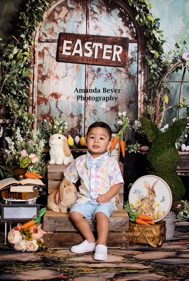 Kate Pâques Vert Plante Pierre Lapin Fenêtre Toile de fond conçue par Emetselch - Kate Backdrop FR