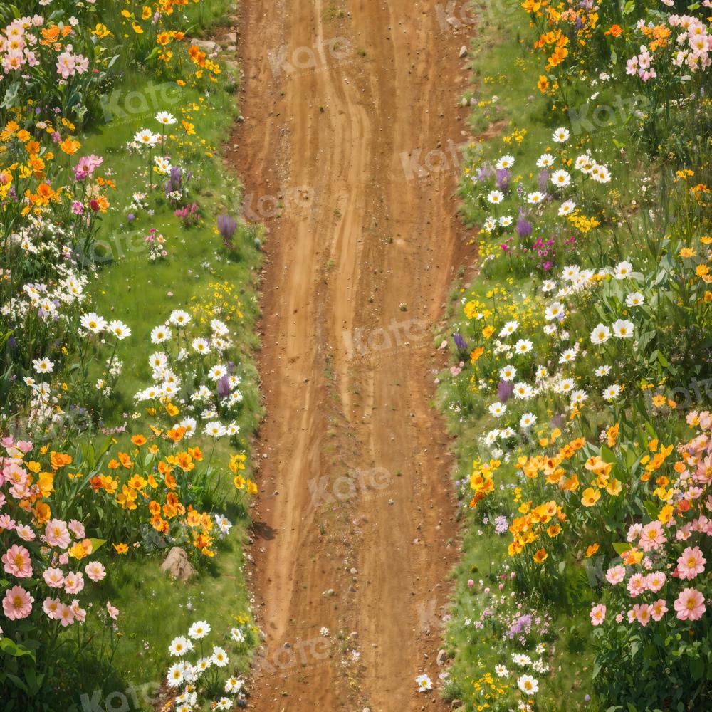 Kate Printemps Fleurs Champ Chemin Sol Toile de fond conçue par Kate Image - Kate Backdrop FR