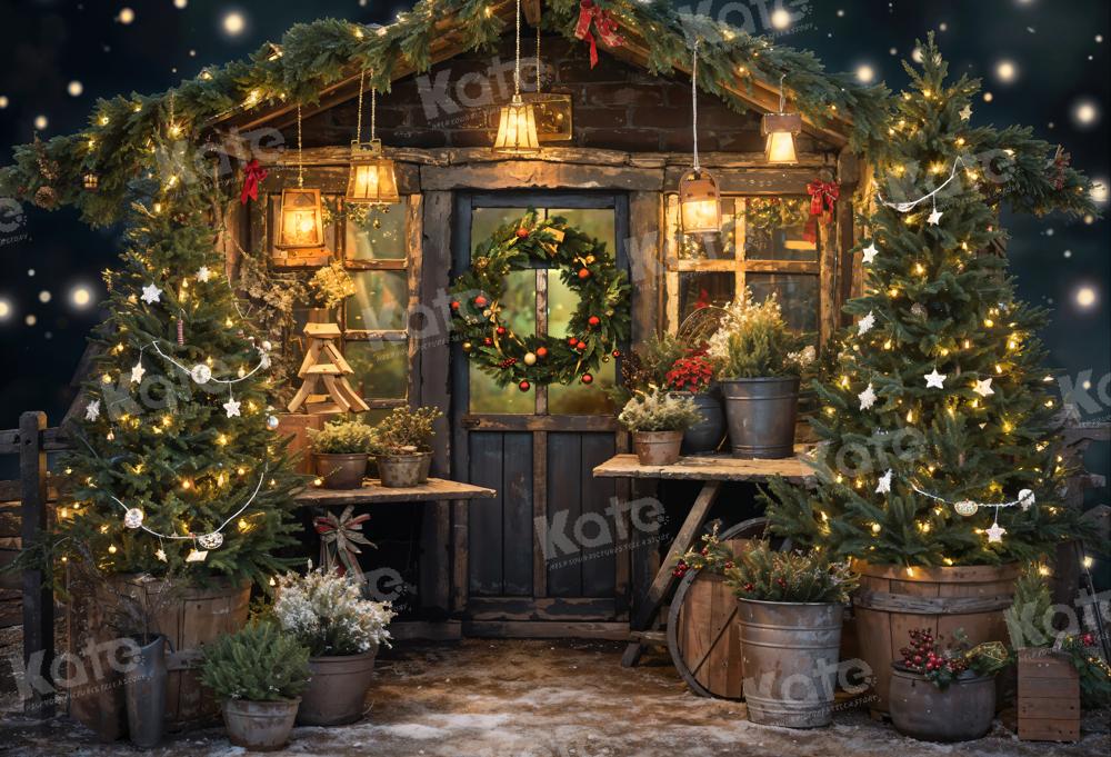 Kate Sapin de Noël Lucioles Anneau d'herbe Maison Toile de fond conçue par Emetselch - Kate Backdrop FR