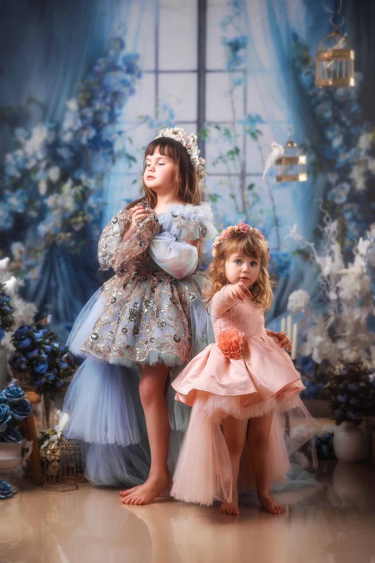 Kate Bleu Fleurs Rideau Fenêtre Chambre Toile de fond conçue par Emetselch - Kate Backdrop FR