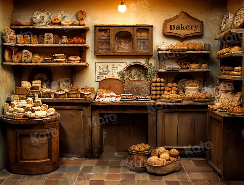 Kate Rétro Chambre en bois Boulangerie Toile de fond conçue par Emetselch - Kate Backdrop FR