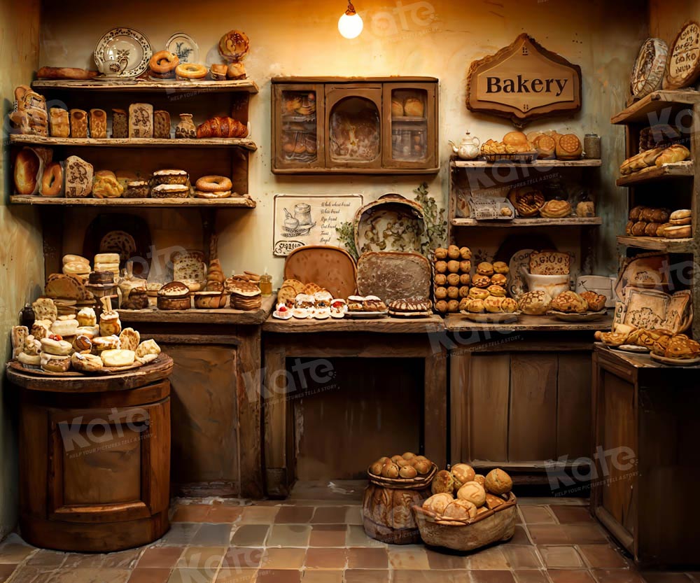 Kate Rétro Chambre en bois Boulangerie Toile de fond conçue par Emetselch - Kate Backdrop FR