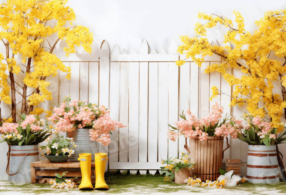 Kate Fleurs Plantes vertes Jardin Clôture Toile de fond conçue par Emetselch - Kate Backdrop FR