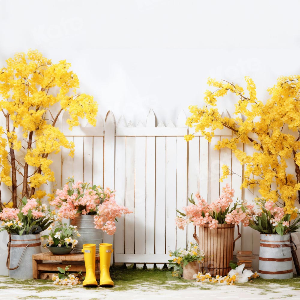 Kate Fleurs Plantes vertes Jardin Clôture Toile de fond conçue par Emetselch - Kate Backdrop FR
