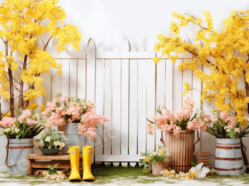 Kate Fleurs Plantes vertes Jardin Clôture Toile de fond conçue par Emetselch - Kate Backdrop FR