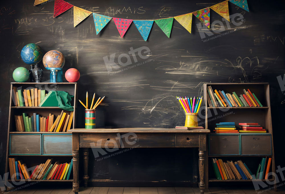 Kate Retour à l'école Tableau noir Crayon Livres Toile de fond conçue par Emetselch