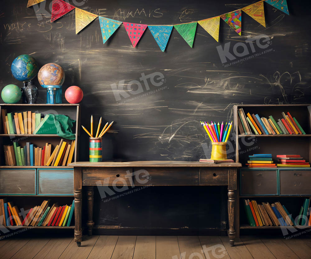 Kate Retour à l'école Tableau noir Crayon Livres Toile de fond conçue par Emetselch - Kate Backdrop FR