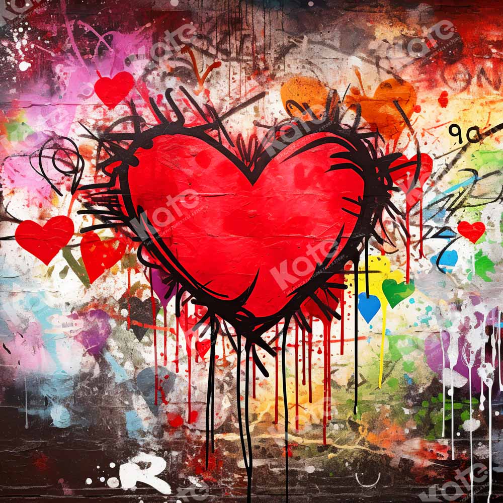 Kate Saint-Valentin Amour Griffonnage Toile de fond conçue par Chain Photographie - Kate Backdrop FR