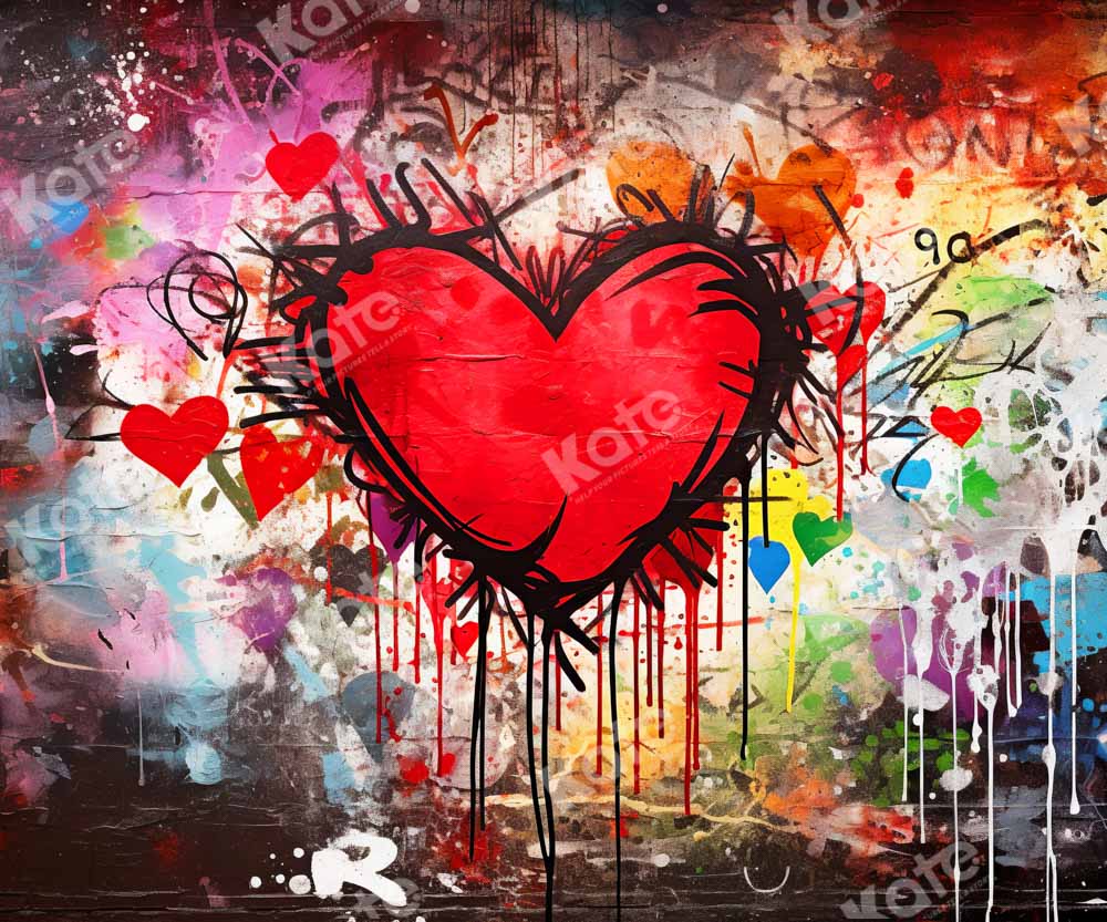 Kate Saint-Valentin Amour Griffonnage Toile de fond conçue par Chain Photographie - Kate Backdrop FR