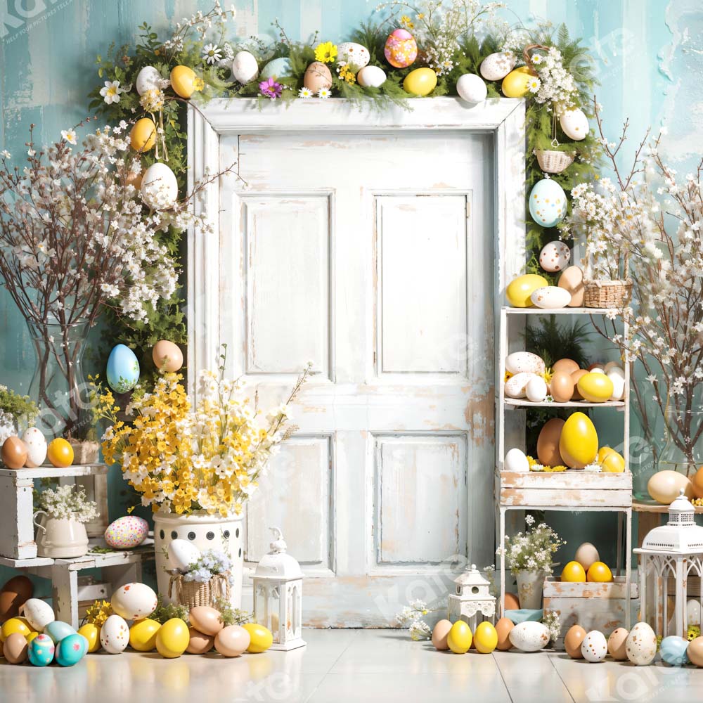 Kate Pâques Porte en bois Blanc Œufs Toile de fond conçue par Emetselch - Kate Backdrop FR