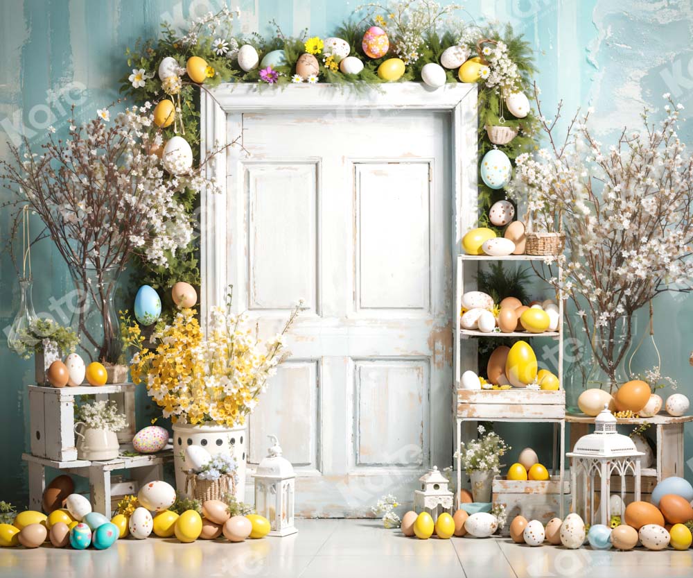 Kate Pâques Porte en bois Blanc Œufs Toile de fond conçue par Emetselch - Kate Backdrop FR