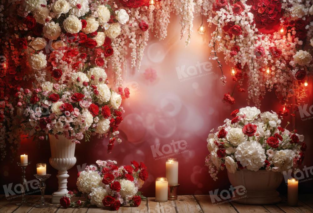 Kate Saint Valentin Bougie Mur de fleurs Toile de fond conçue par Emetselch - Kate Backdrop FR