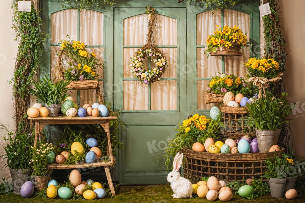 Kate Pâques Œufs Plantes vertes Lapin Chambre Toile de fond conçue par Emetselch - Kate Backdrop FR