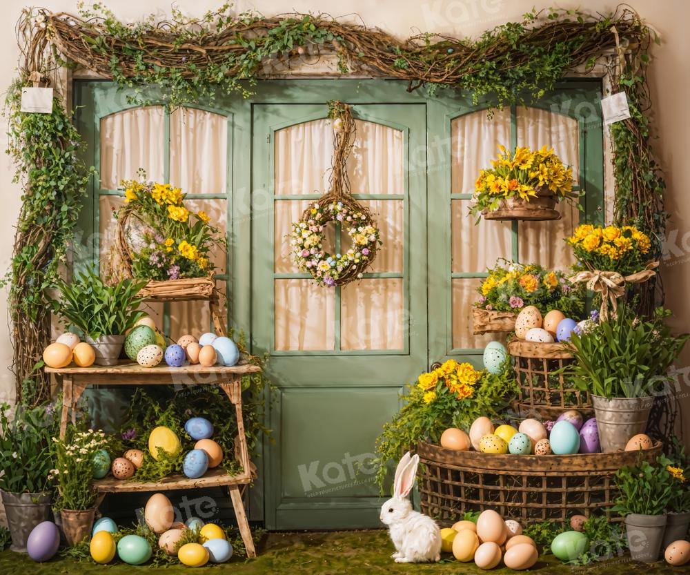 Kate Pâques Œufs Plantes vertes Lapin Chambre Toile de fond conçue par Emetselch - Kate Backdrop FR