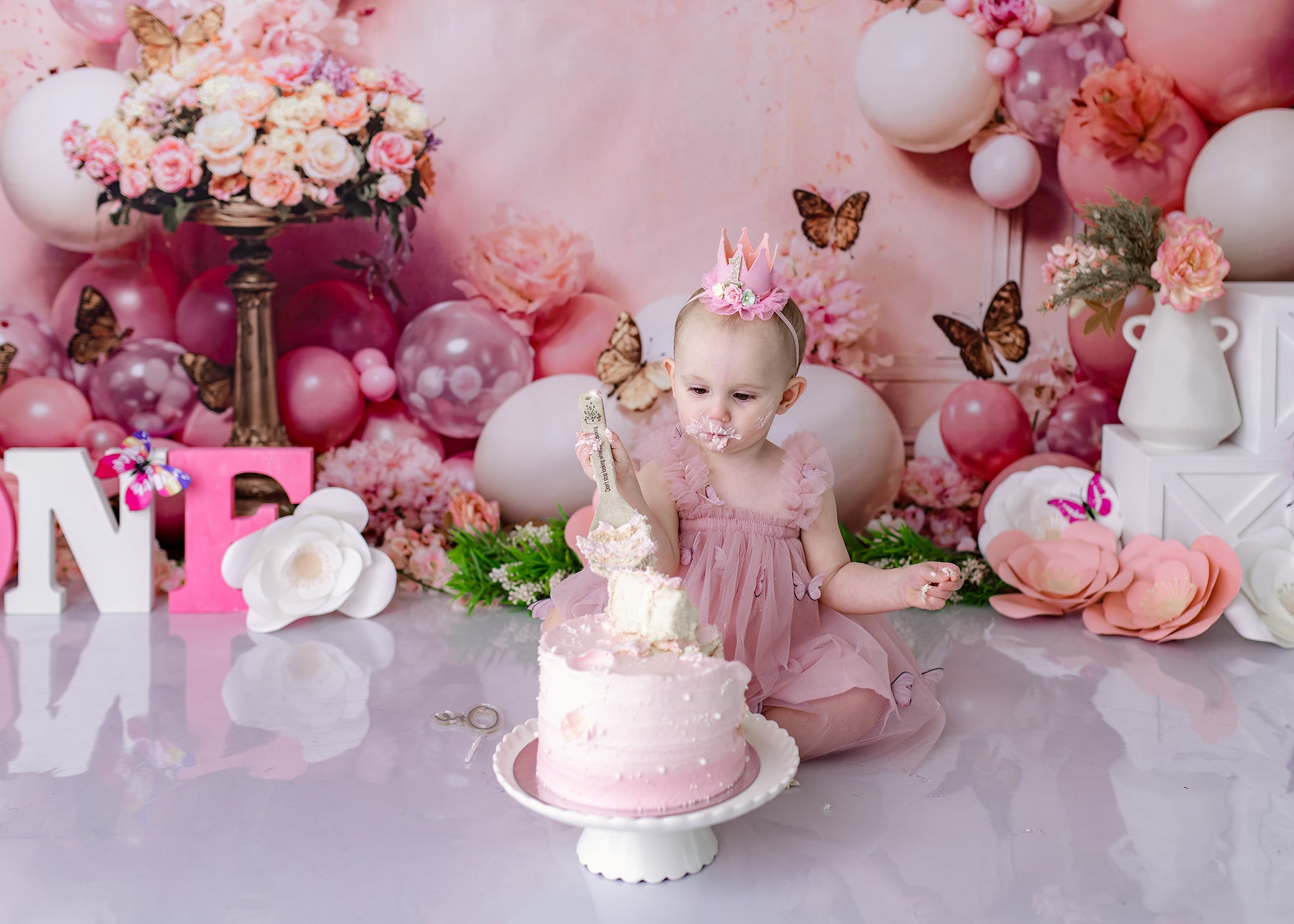 Kate Rose Fleurs Papillon Ballon Toile de fond conçue par Emetselch - Kate Backdrop FR