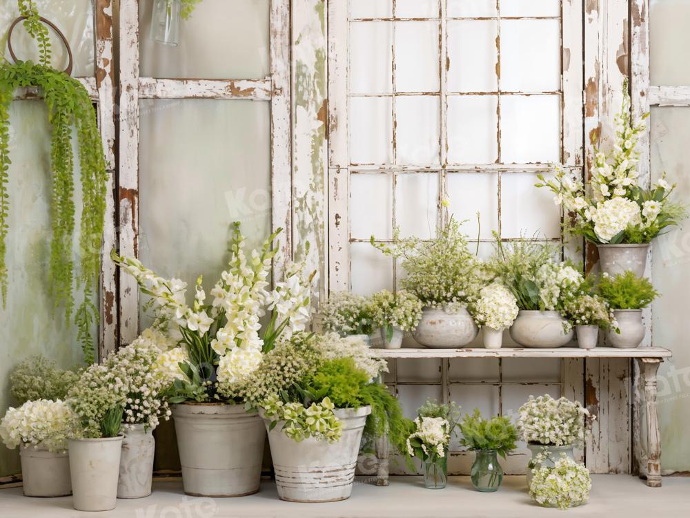 Kate Printemps Vert Fleurs Fenêtre Toile de fond conçue par Emetselch - Kate Backdrop FR