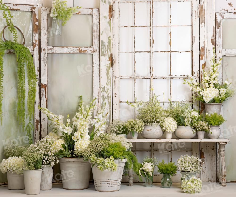Kate Printemps Vert Fleurs Fenêtre Toile de fond conçue par Emetselch - Kate Backdrop FR