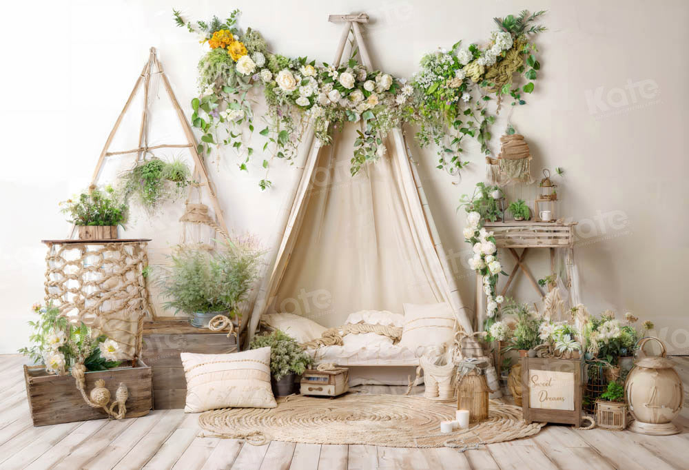 Kate Bohème Plante verte Canapé Chambre Toile de fond conçue par Emetselch - Kate Backdrop FR