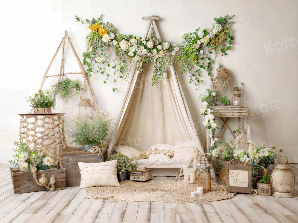 Kate Bohème Plante verte Canapé Chambre Toile de fond conçue par Emetselch - Kate Backdrop FR