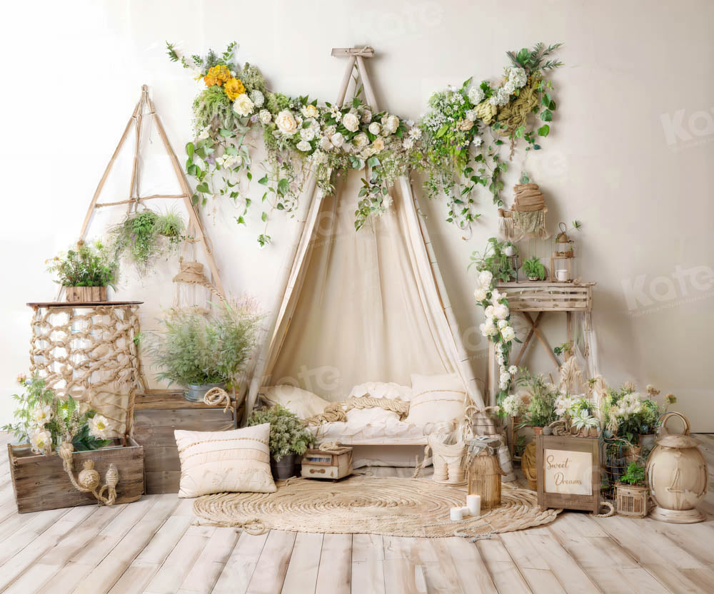 Kate Bohème Plante verte Canapé Chambre Toile de fond conçue par Emetselch - Kate Backdrop FR