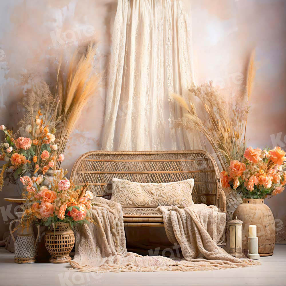 Kate Bohème Floral Canapé en bambou Toile de fond conçue par Emetselch - Kate Backdrop FR