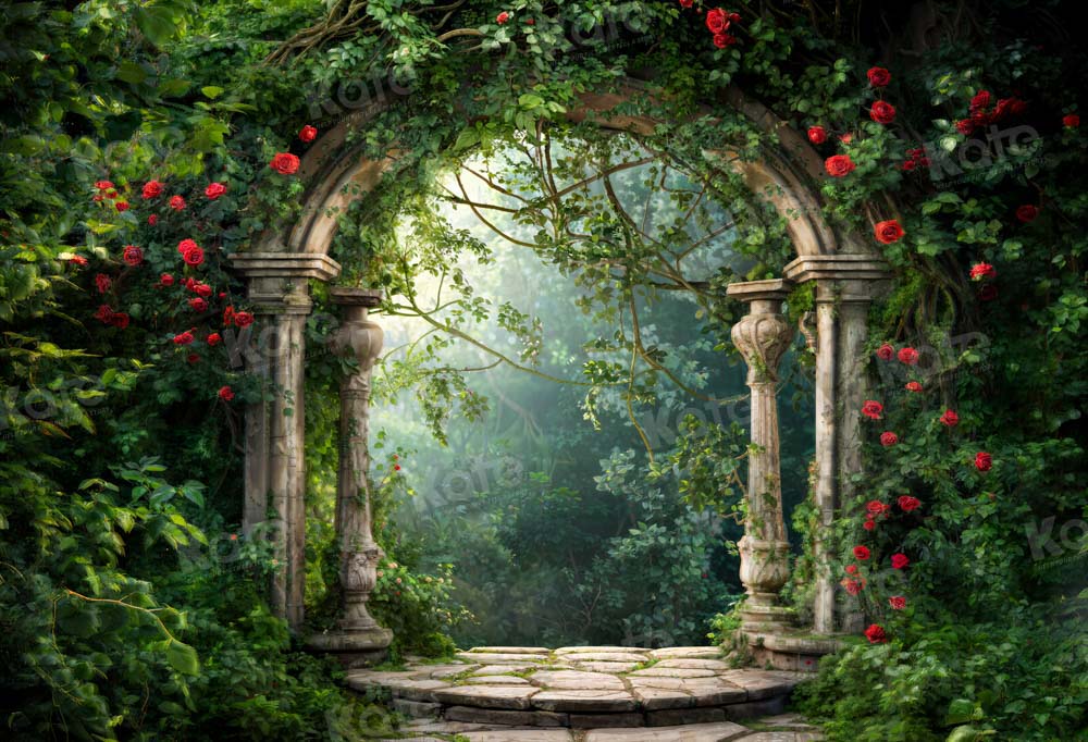 Kate Printemps Forêt Verdure Arche de fleurs Toile de fond conçue par Chain Photographie - Kate Backdrop FR