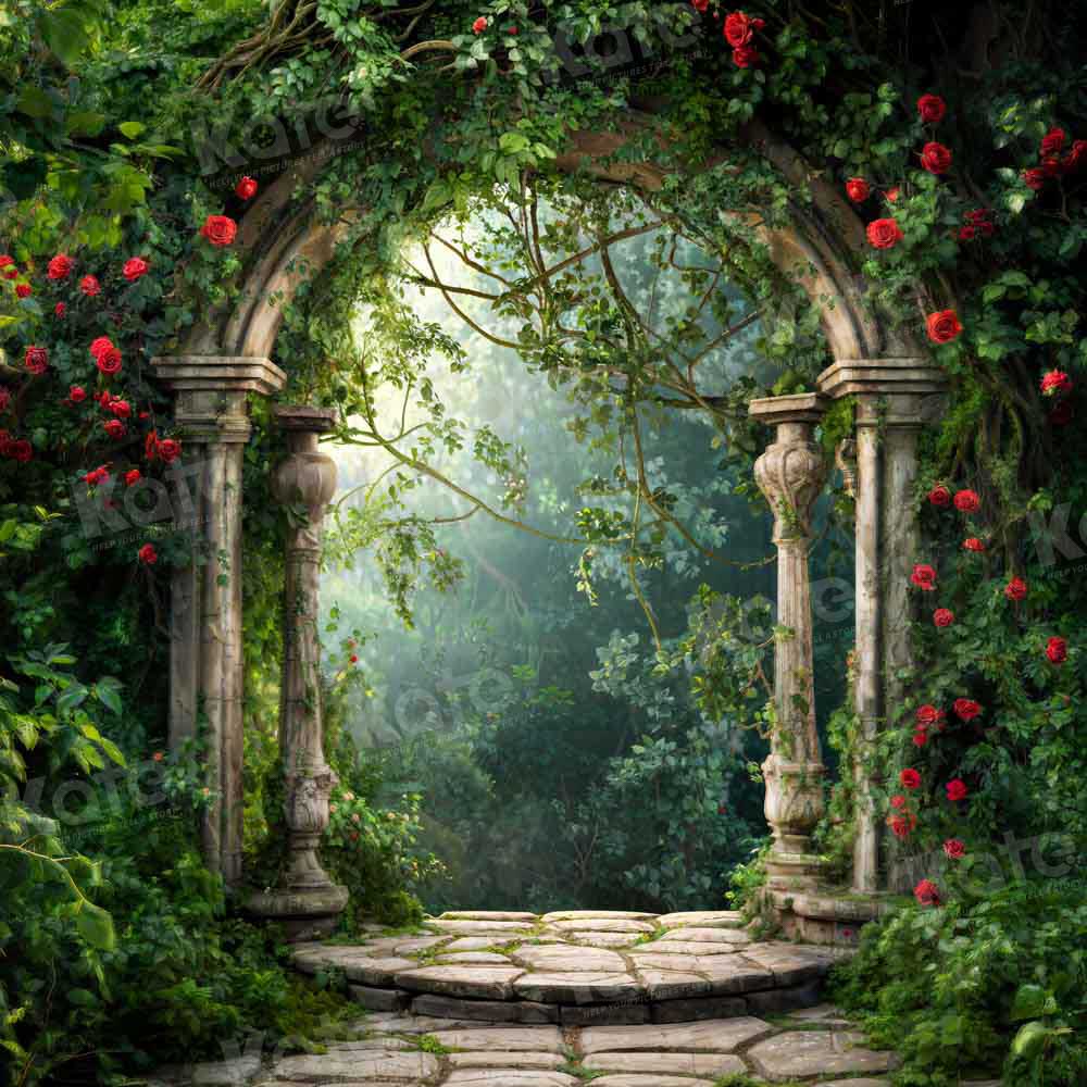 Kate Printemps Forêt Verdure Arche de fleurs Toile de fond conçue par Chain Photographie - Kate Backdrop FR