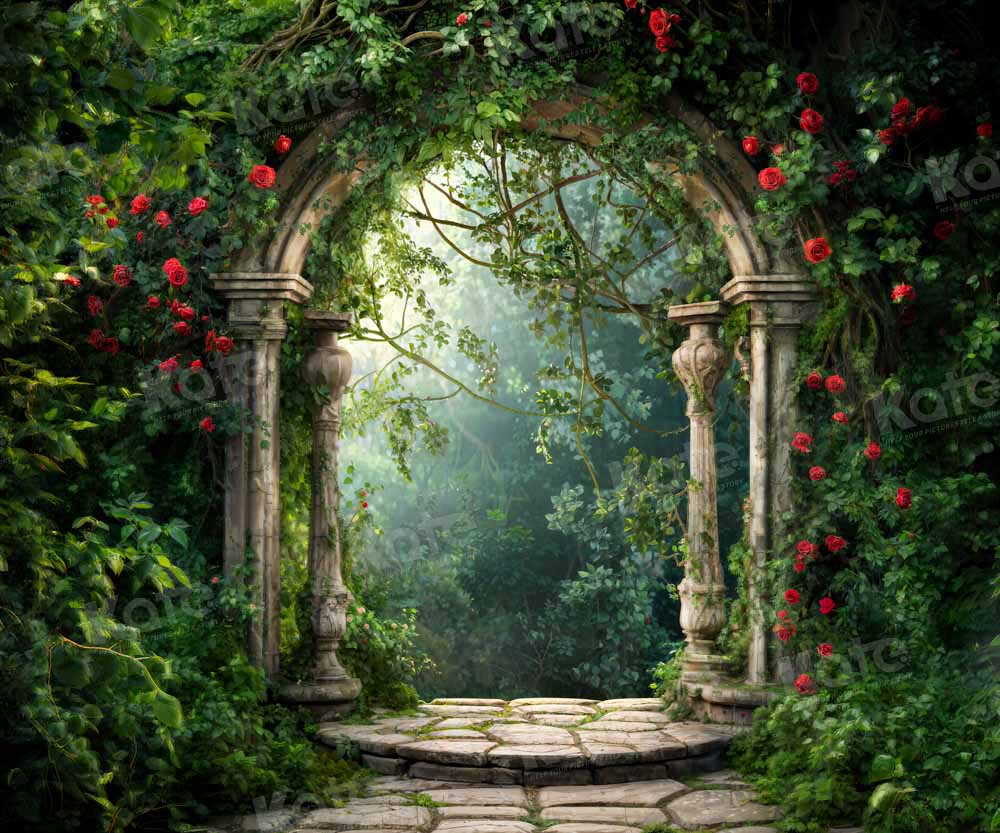 Kate Printemps Forêt Verdure Arche de fleurs Toile de fond conçue par Chain Photographie - Kate Backdrop FR