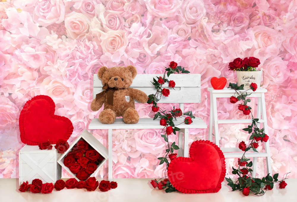 Kate Saint-Valentin Rose Ours en peluche Toile de fond conçue par Emetselch