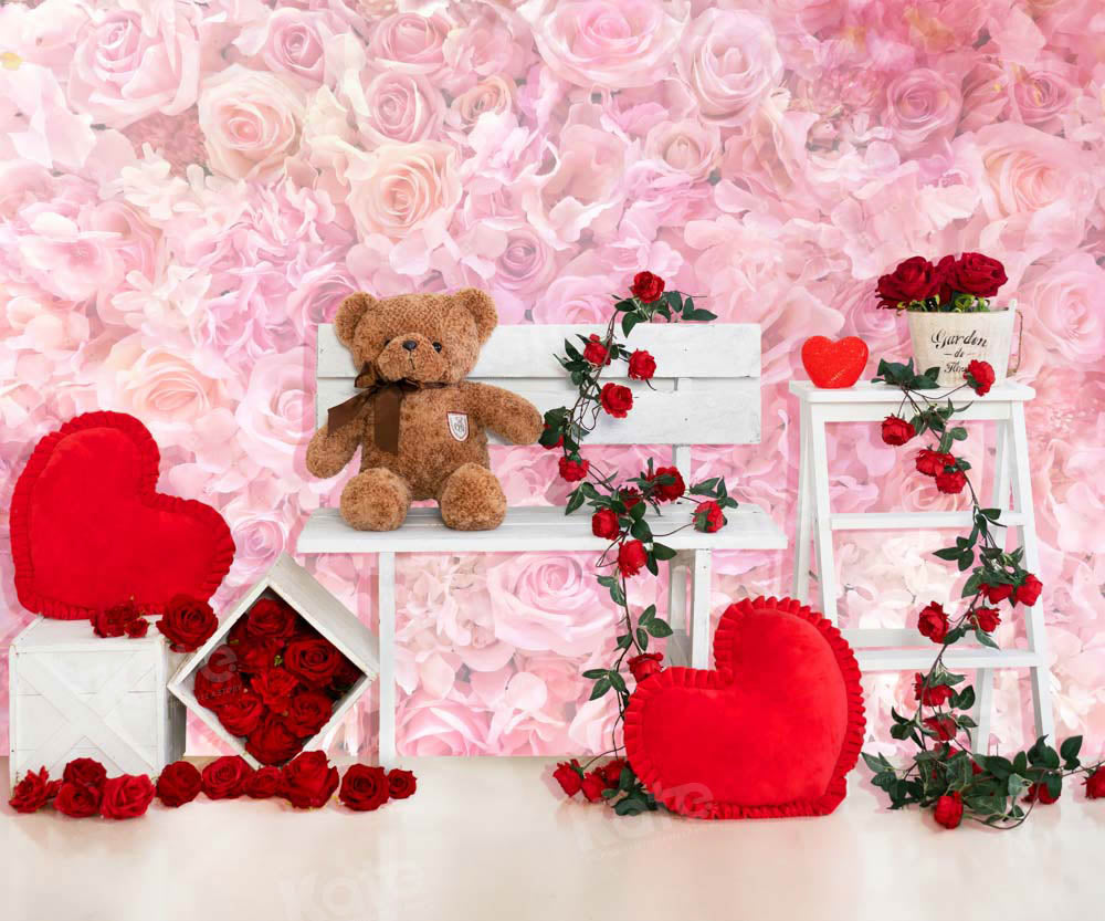 Kate Saint-Valentin Rose Ours en peluche Toile de fond conçue par Emetselch