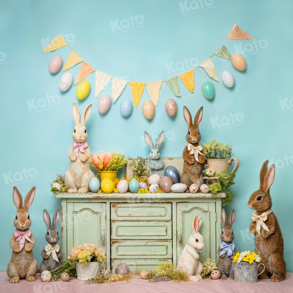 Kate Pâques Œufs Lapin Fleurs Toile de fond conçue par Emetselch