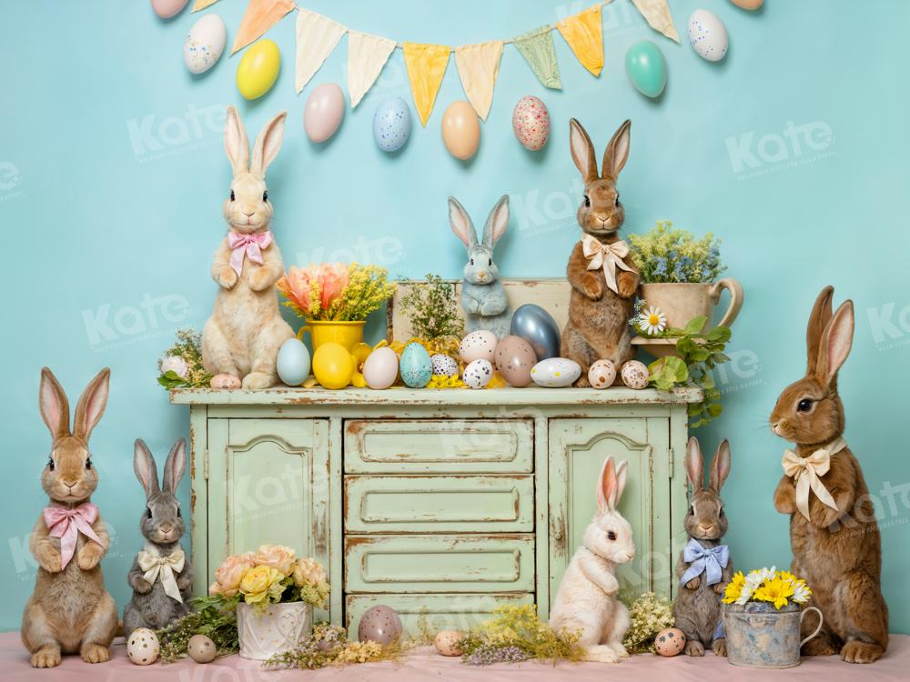 Kate Pâques Œufs Lapin Fleurs Toile de fond conçue par Emetselch