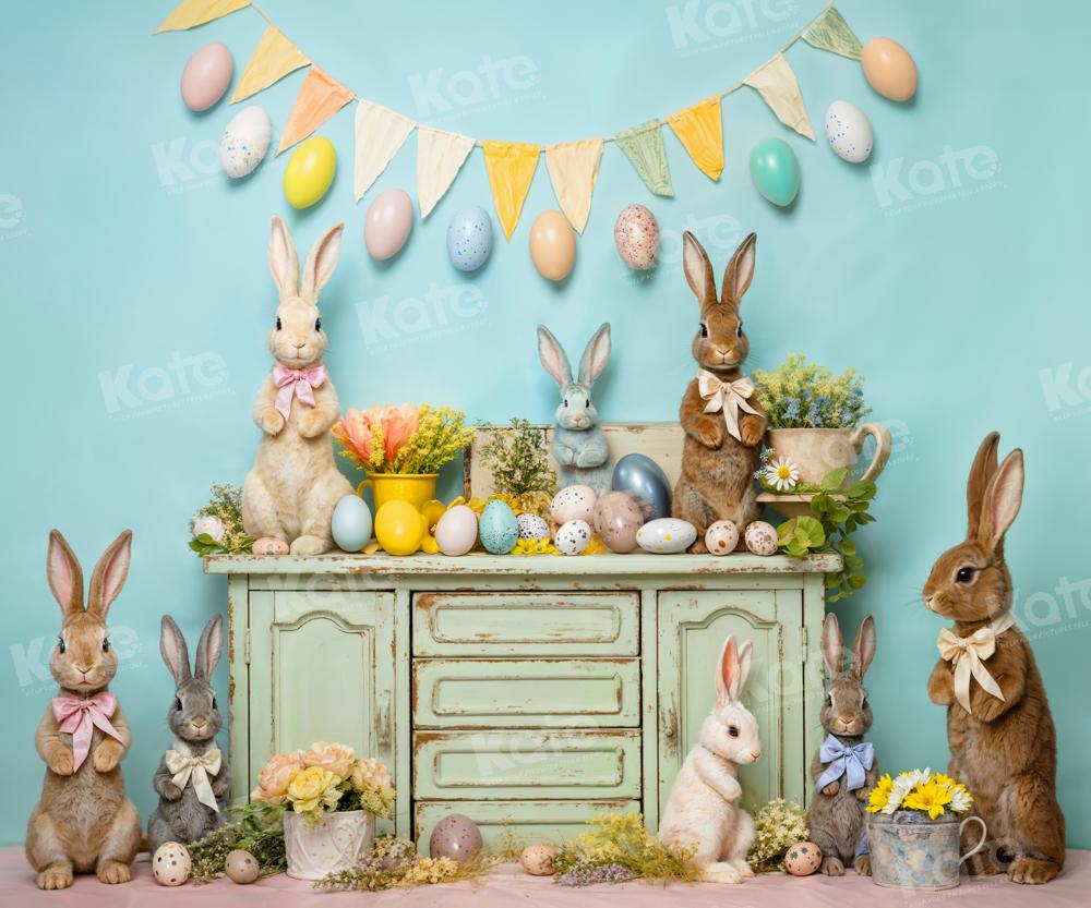 Kate Pâques Œufs Lapin Fleurs Toile de fond conçue par Emetselch