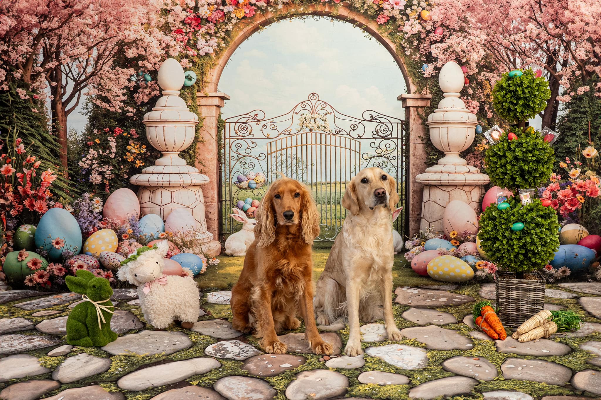 Kate Pâques Lapin Coloré Arche de fleurs Toile de fond conçue par Chain Photographie - Kate Backdrop FR