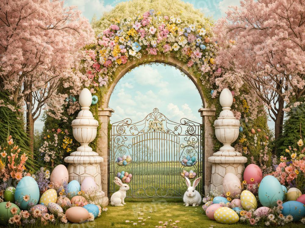 Kate Pâques Lapin Coloré Arche de fleurs Toile de fond conçue par Chain Photographie - Kate Backdrop FR