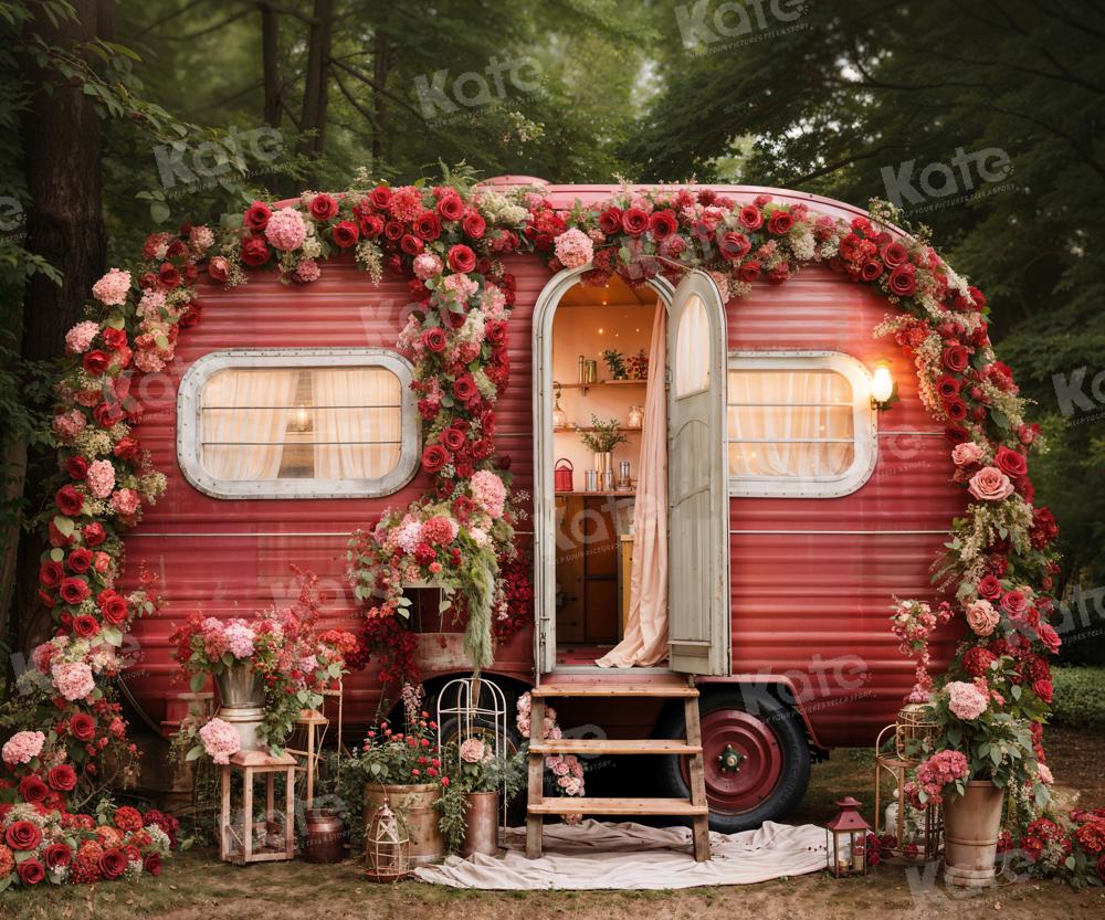 Kate Saint Valentin Fleurs Maison extérieure Toile de fond conçue par Emetselch