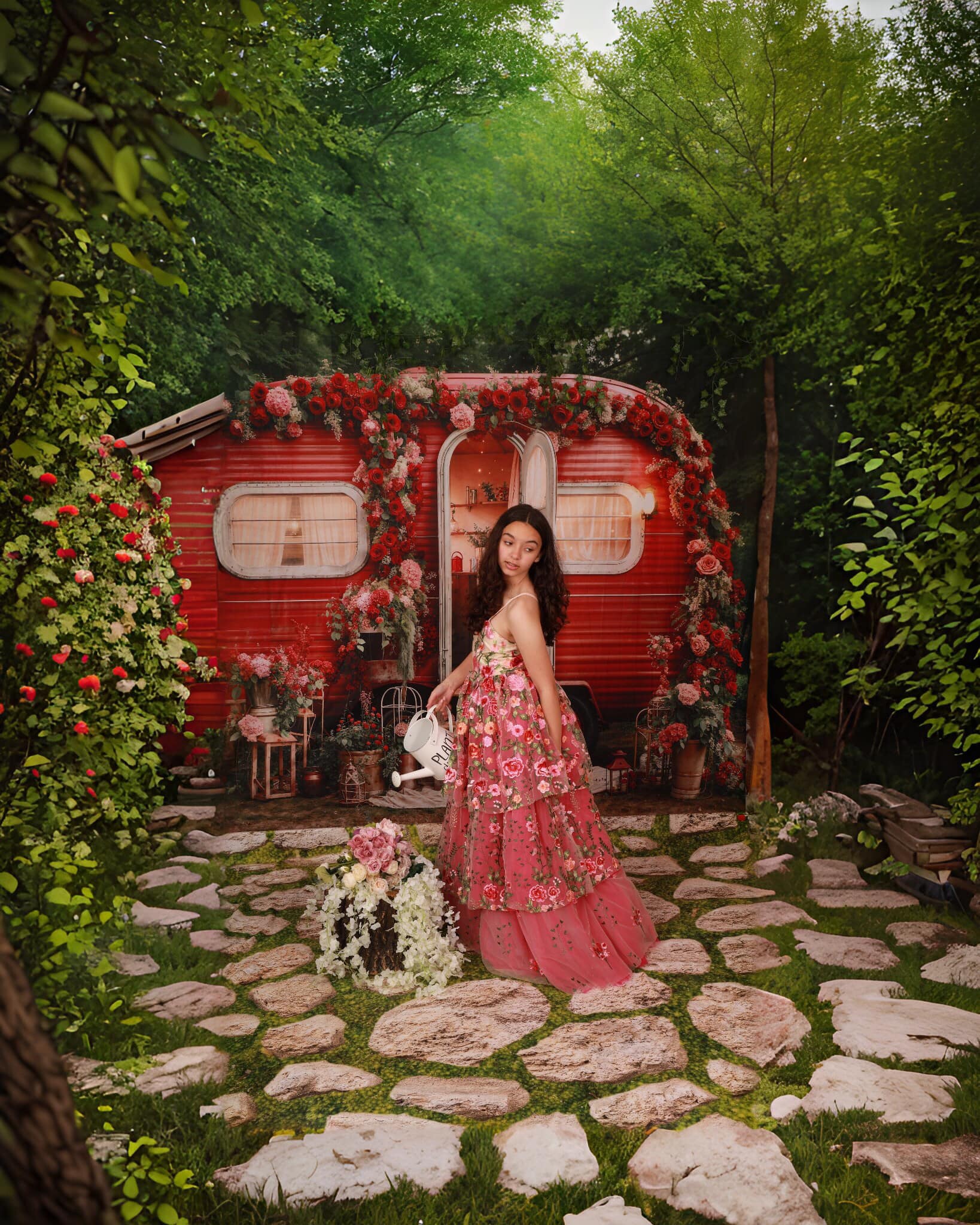 Kate Saint Valentin Fleurs Maison extérieure Toile de fond conçue par Emetselch - Kate Backdrop FR