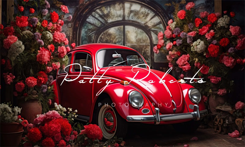 Kate Saint Valentin Voiture Rouge Toile de fond conçue par Patty Robert